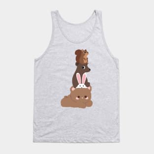 Teddy Bear Rabbit Bear Squirrel Stack Funny Tank Top